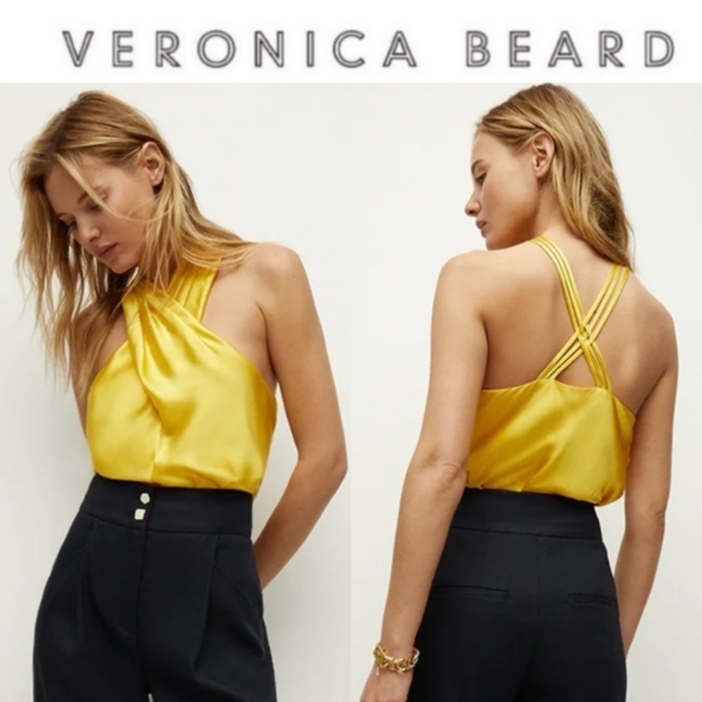 VERONICA BEARD STEWART CHARMEUSE TOP IN YELLOW 00 NWT